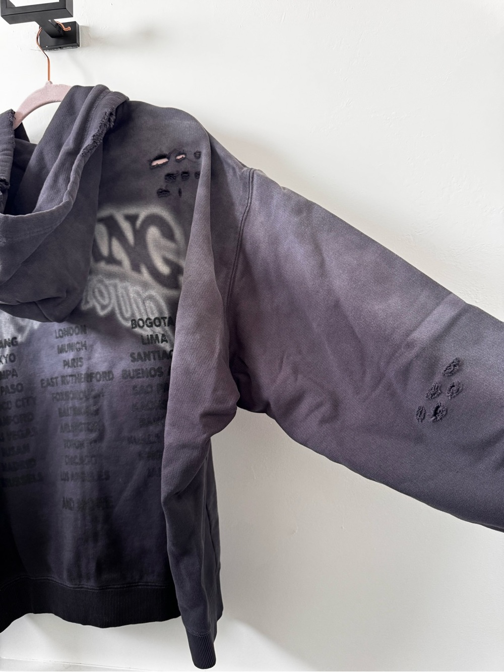 BTS Arirang tour merch. Intentionally Distressed Zip-Up Hoodie - Charcoal Gray - Picture 12 of 13